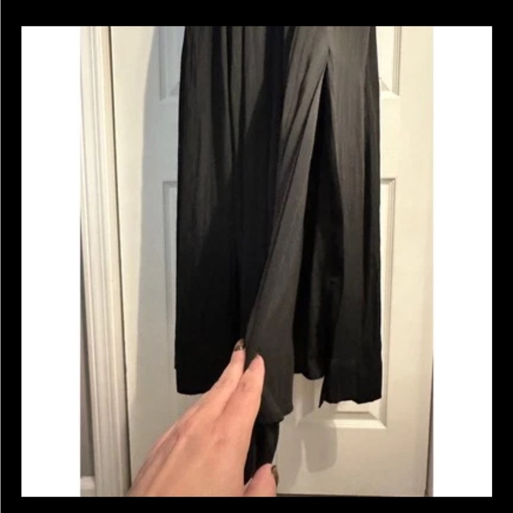 Banana Republic black satin pleated maxi dress with slit size 2 - Picture 8 of 11